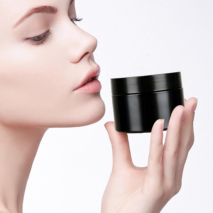 Acrux7 40 Pack 4 oz Black Plastic Jars, Small Round Cosmetic Cream Jars with Lids & Labels, Refillable Plastic Cream Container 120 ml Leak Proof Travel Jars for Creams, Lotion, Body Butter, Body Scrub