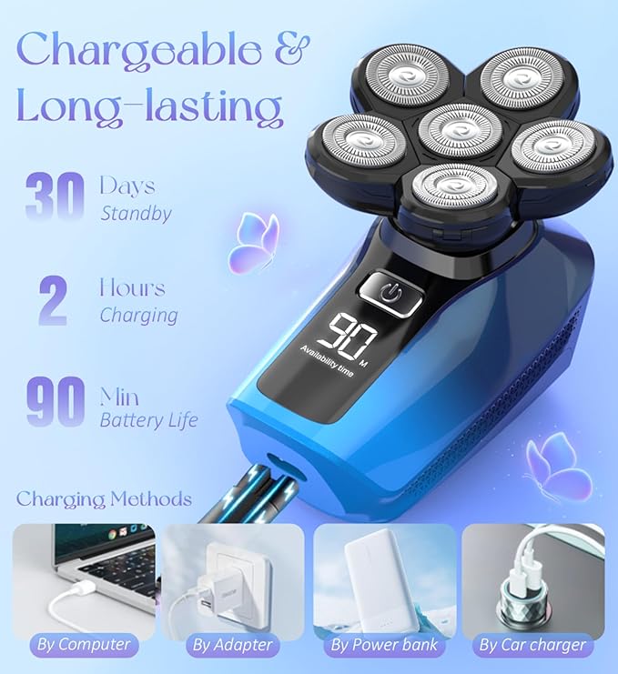 Electric Razors for Women, 6 in 1 Shaver for Womens Cordless, Painless Leg Pubic Hair Razor, Waterproof Wet Dry Women 6 Head Shavers, Remover for Legs Bikini Face Lips Hairs