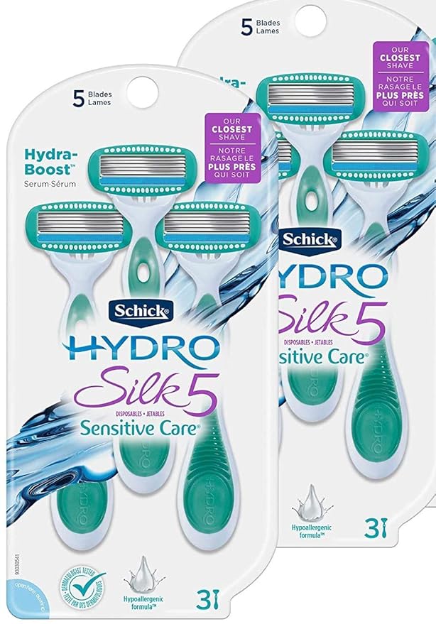 Schick Hydro Silk Disposable Razors for Women, 3 Count (Pack of 2)