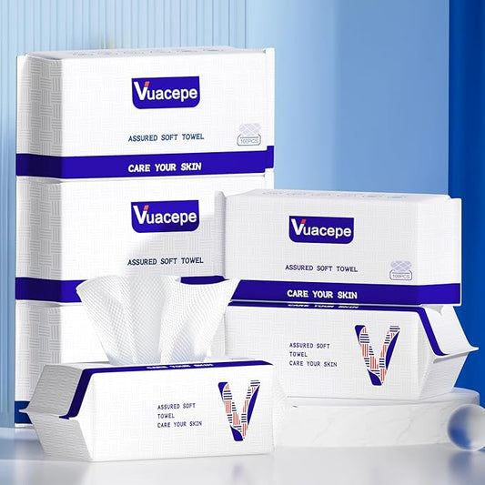 Disposable Face Towels, Cotton Makeup Remover Dry Wipes for Facial Cleansing, Facial Cloths Towelettes, Soft Face Towels for Skin Care, Facial Tissue for Travel 600 Count