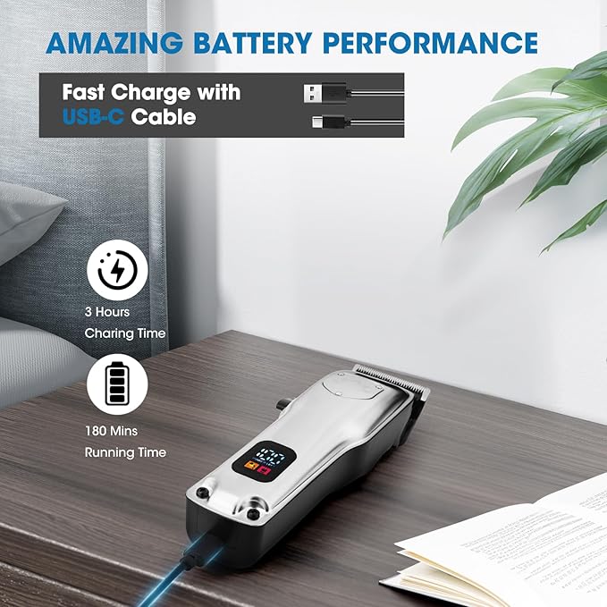 Suttik Professional Hair Clippers for Men, Barber Clippers and Trimmers Set, Foil Shavers for Men, 4 in 1 Cordless Hair Clippers Set Hair Cutting Kit Barber kit with LED Display