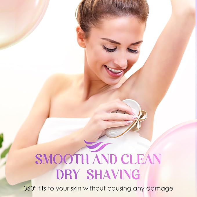 Electric Razors for Women - Painless Body Shavers for Sensitive Skin - 4 in 1 Cordless Lady Trimmer for Women's Leg, Bikini and Face - Waterproof Wet/Dry Remover, Rechargeable, Gold