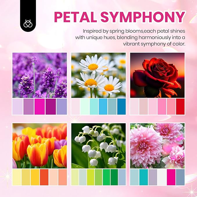 beetles Summer Gel Nail Polish Set - 40 Pcs 36 Colors Nail Polish Kit Pink Red Green Blue Color Gel with Base & Glossy Matte Top Coat UV LED Petal Symphony Collection Nail Art Manicure Gift for Women