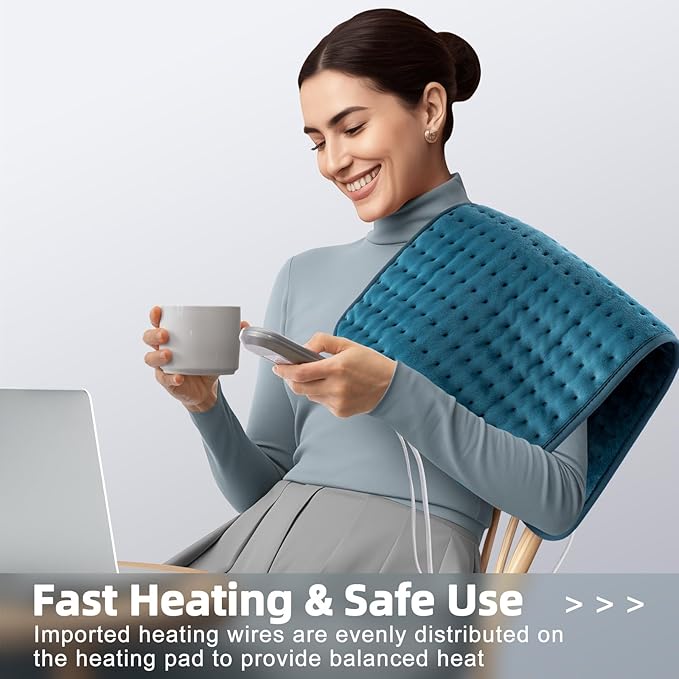 Heating Pad for Back Pain Relief, Abdomen, Cramps, Neck, Shoulder, 12x24 inches, Moist/Dry Heat, Auto-Off, Machine Washable, Christmas/Mother's Day Gift, Gifts for Women Mom Dad Daughter