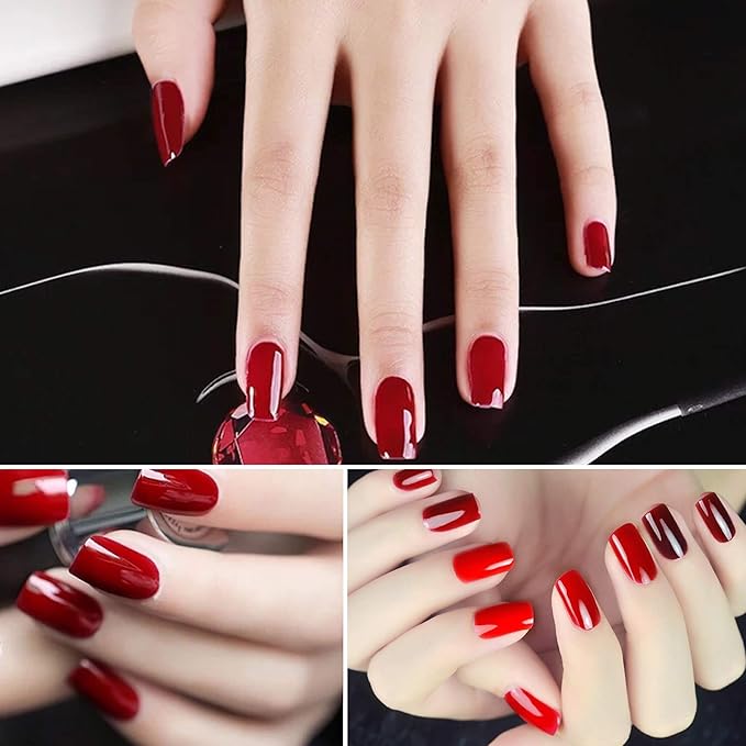 Vishine Gel Nail Polish Kit 4pcs Soak Off Burgundy Red Nail Polish Set New Starter Nail Art Manicure Gift Set 15ml