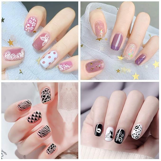 Biutee Nail Stamping Plates Set 12pcs Nail Plates 1stamper 1scraper 1storage bag Nail plate Template Image Plate Stencil Nails Tool (C)