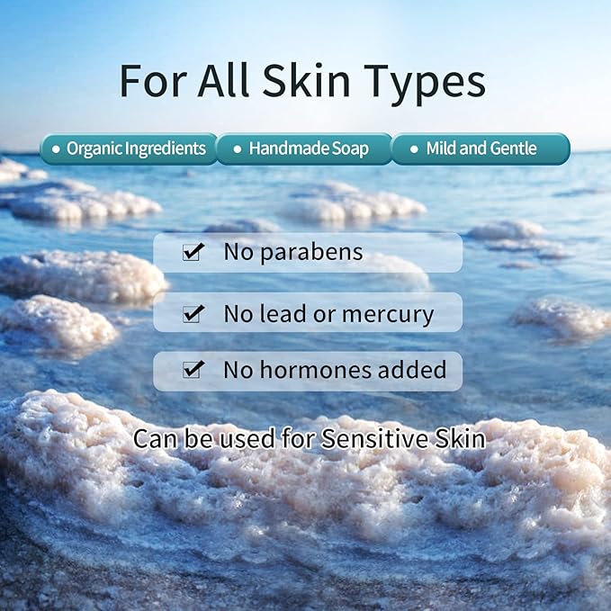 4 PC- ONIYEA Sea Salt Handmade Bar Soap 3.5 Oz Each, Natural Goat's Milk, All Skin Types, Exfoliating Acne Deeply Clean Problem Skin, Body/Face/Hand Wash Skincare, Women Men Birthday Mother Valentine