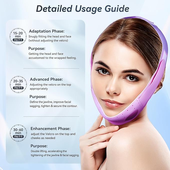 V-Line Face Lifting Mask, Double Chin Reducer Chin Support Strap V Shaped Face Mask (Light Pink)