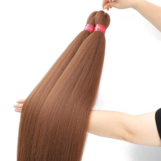 Pre-stretched Braiding Hair, Original Braid Hair Extensions, Hot Water Setting Crochet Hair Braids, Yaki Texture Easy Braiding Hair (32''-8packs, 30)