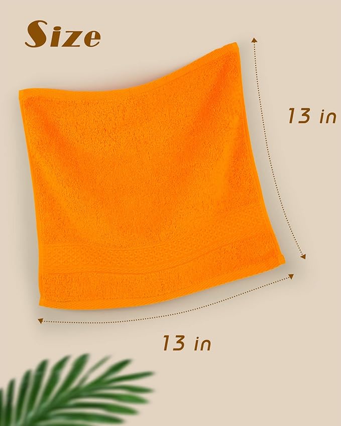 Cleanbear Face Cloths 12 Pack Washcloths 100% Cotton Wash Cloth for Face - Large Bath Washcloths 13 by 13 Inches with Multi Colors