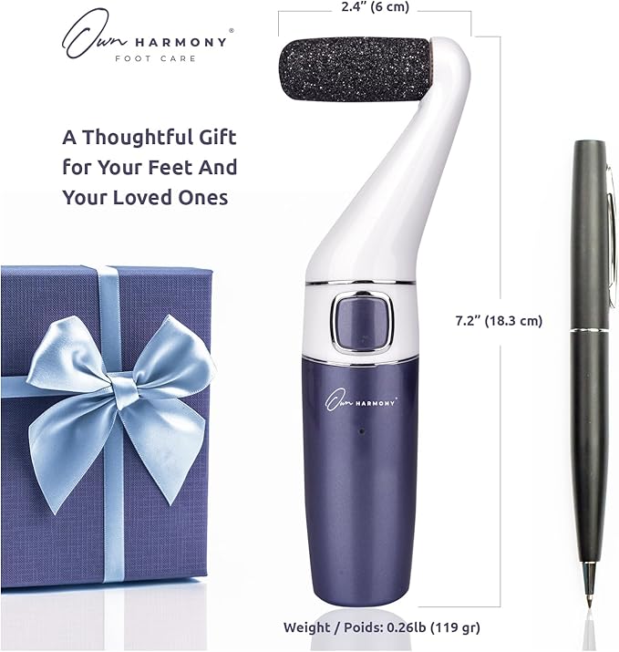 Electric Foot Callus Remover: Own Harmony Professional Feet Care Pedicure Tools, Rechargeable Feet Scrubber Dead Skin, Electronic Foot File Pedi Grinder, Best for Hard, Dry, Cracked Heels (3 Rollers)