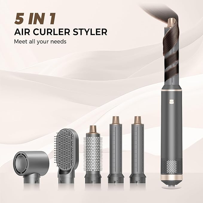 5 in 1 Hair Dryer Brush Hot Air Curling Brush Negative Ion Air Styler