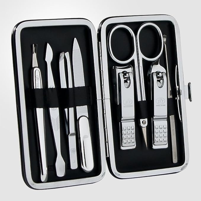 Korean Nail Clipper! World No. 1. Three Seven (777) Premium Quality Gift Travel Manicure Grooming Kit Nail Clipper Set (8 PCs, 377BVC), Made in Korea, Since 1975
