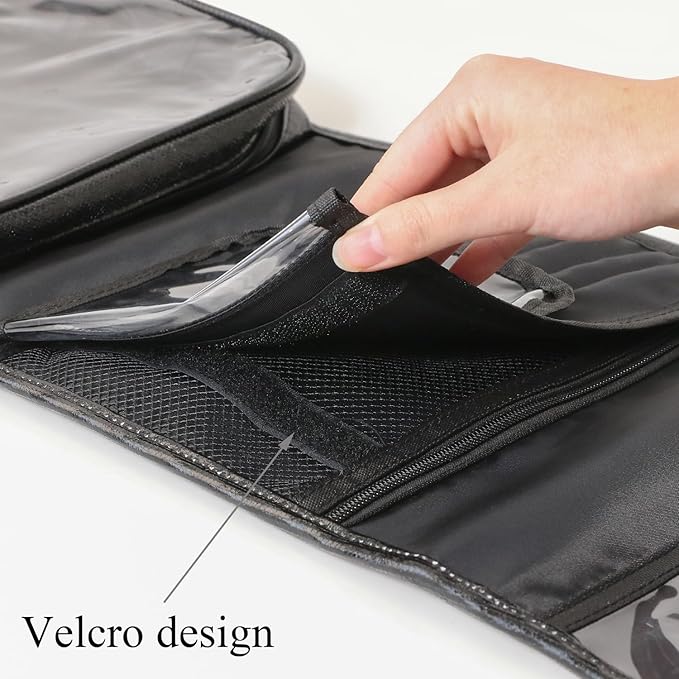 Travel Toiletry Bag for Women,Hanging Travel Toiletry Bag with Jewelry Organizer Compartment,Makeup Bag, Waterproof and Dirt Resistant, Travel Essentials, Medium,Bright Black