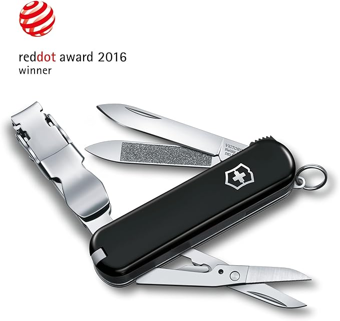 Victorinox Nail Clip 580, 8 Functions, Swiss Made Multi-Tool with Nail File, Nail Cleaner and Small Blade - Black