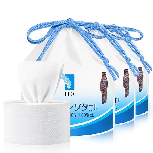 ITO Disposable Face Towel, 70 Count Ultra-Soft 1-Second Quick-Dry Face Towels, Gentle for Sensitive Dry Oily Skin, Facial Tissue for Daily Cleansing Makeup Removal (Pack of 3)