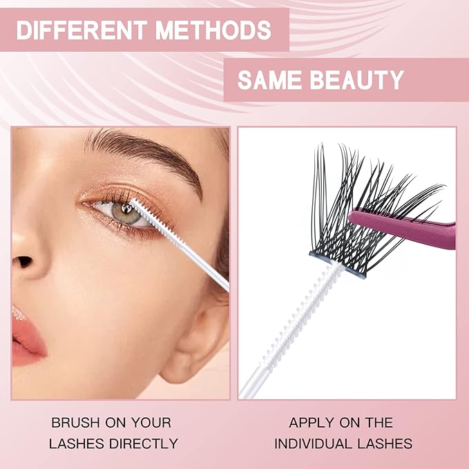 Cluster Lash Glue for DIY Eyelash Extension Lash Bond Glue Mascara Wand Super Strong Hold 48 Hours Waterproof Latexfree (5ml, Clear)