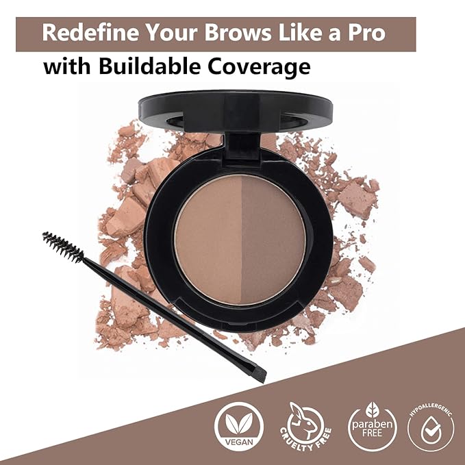 Mellow Cosmetics Brow Duo - Luminous Eyebrow Powder for Natural Looking, Voluminous Brows - Eyebrow Filler for Brows - Vegan Brow Definer - Mocha