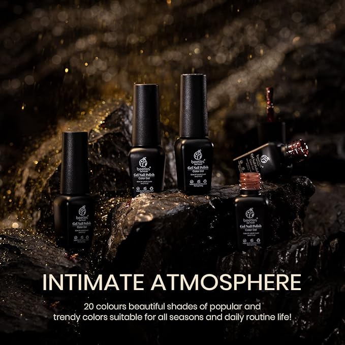 Beetles Gel Nail Polish Set- Burgundy Glitter Gel Polish Green Blue Red Nail Polish Intimate Atmosphere Collection U v Soak Off Nail Lamp Base Top Coat Gifts for Women