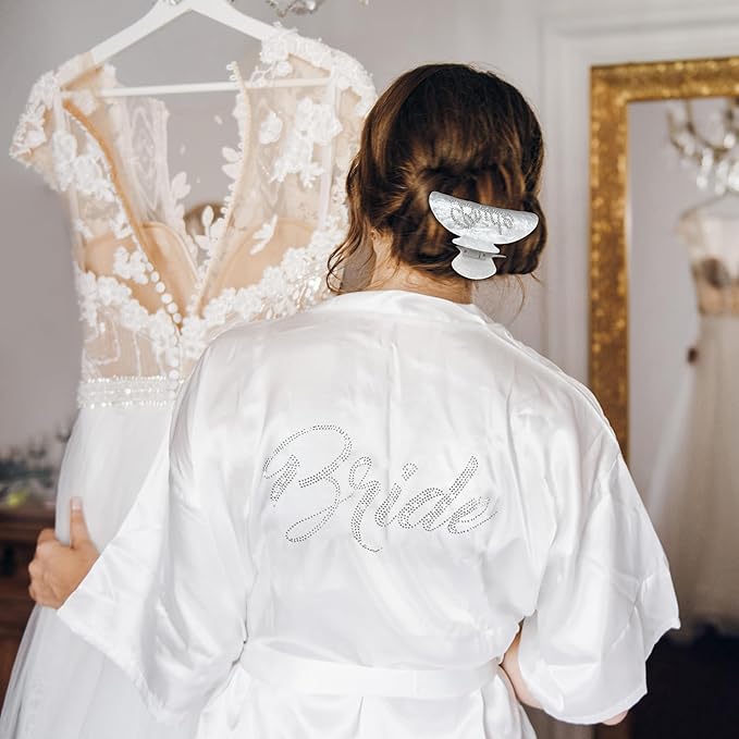 Bride To Be Gift Set - Makeup Bag, Slippers, Robe, Hair Clip - Wedding Gifts