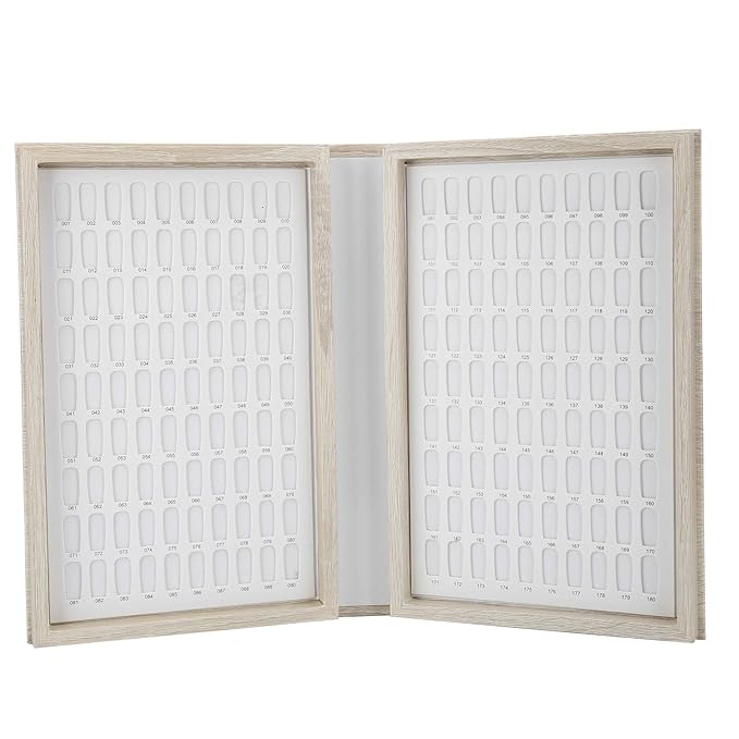 180 Colors Nail Color Card Book - Wood Nail Gel Polish Display Book False Nail Tip Display Board Reusable Nail Practice Design Board Nail Color Swatches Color Design Chart Card (02)