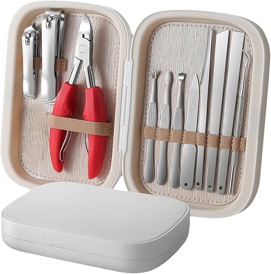 11pcs Ingrown Toenail Clipper Nail Cutter,Multifunctional Stainless Steel Nail Clipper,Adult Thick Nails Travel Grooming Kit Manicure & Pedicure Set Personal Care Tools (red)