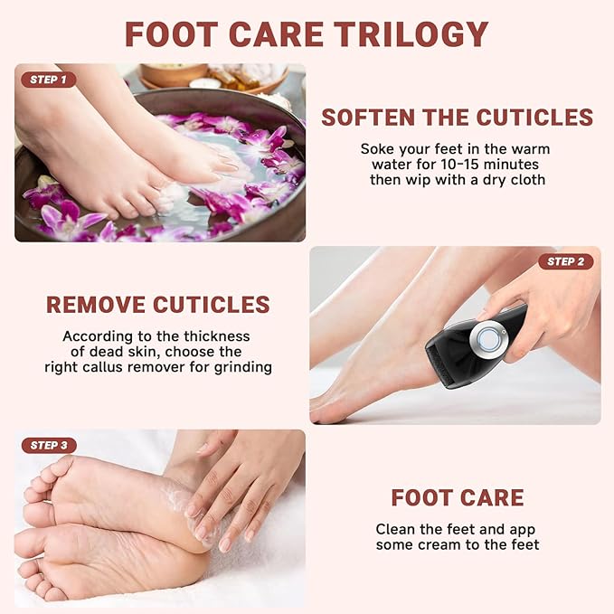 Upgraded Rechargeable Foot Callus Remover, Professional Electric Foot File, 10 in 1 Pedicure Tools Foot Care Kit Pedi Feet Care for Dead, Hard Cracked Dry Skin Ideal Gift (Black)