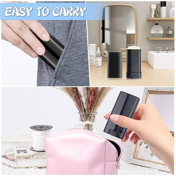 50 Pack 0.5 oz/15ml Black Sample Deodorant Container,Empty Oval Twist-Up Plastic Tubes Containers for Chapstick,Large Lip Balm,Lotion Bar Sticks,Perfume Solid Lotion,Homemade Salve,Pocket Deodarant