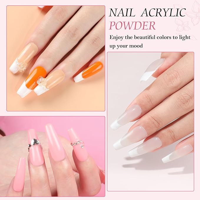 PEACECOLOR Acrylic Nail Kit for Beginners with Everything 6 Colors Acrylic Powder and Liquid Set with Drill U V Light Builder Nail Gel 24Pcs Glitter Powder Nail Kit Acrylic Set Women Gifts