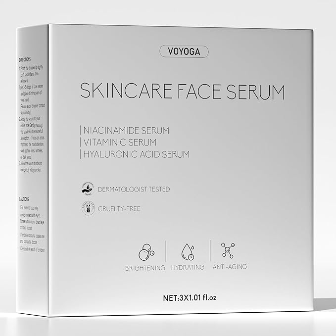 Vitamin C Serum with Niacinamide Serum & Hyaluronic Acid Serum for Face, Facial Serum Set