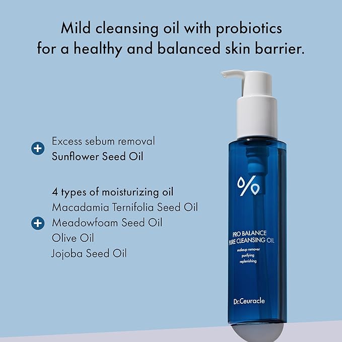 Dr.Ceuracle Pro Balance Pure Cleansing Oil - Makeup Sunscreen Remover Oil Cleanser, Korean Facial Cleanser with Hydrating Finish (155 ml / 5.24 fl. oz.)
