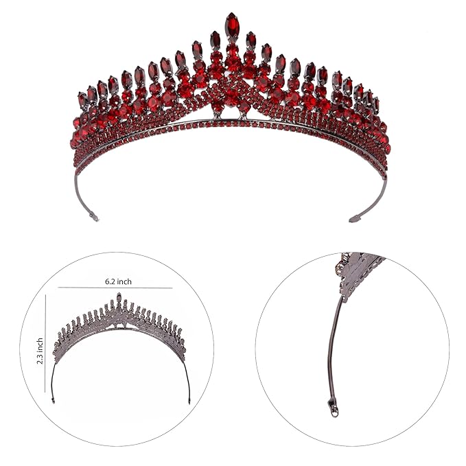 LIMELIA Women's Tiara for Henna Wedding Party|Glitter Hair Accessories for Bridal Birthday Pageant Prom Halloween Cos-play Christmas Party|Antares-Burgundy