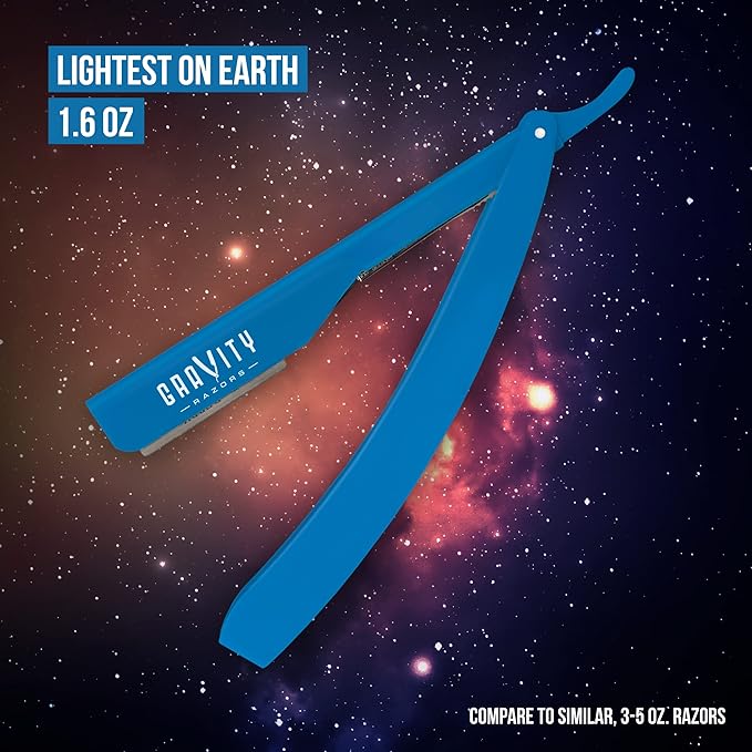 Professional Straight Razor - Ultra Exposed Straight Razor Kit with 10 Gravity Premium Blades, 2mm Exposed (Mystique)