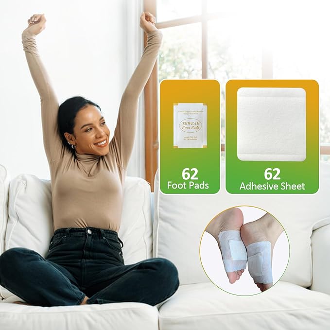 122 Pads Ginger Foot Pads -with Pure Natural Turmeric & Ginger, Wormwood, Bamboo Vinegar, Bigger Adhesive Pad Ginger Foot Pads