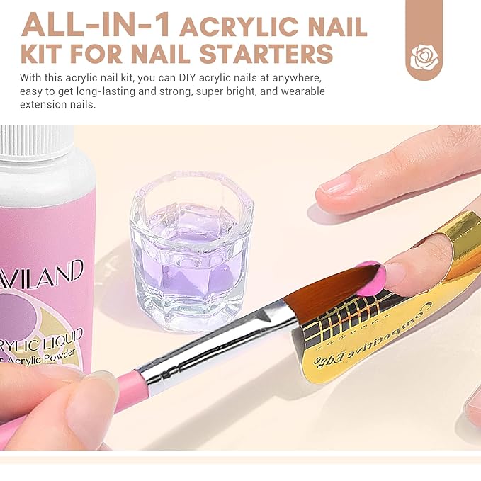 SAVILAND Acrylic Nail Kit with Drill: Starter Nails Kit Acrylic Set with Everything for Beginners Professional Nail Acrylic Kit with U V Light Acrylic Nail Kit for Beginners DIY Home Salon Women