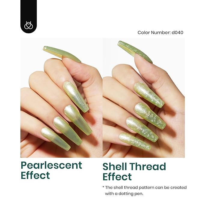 Beetles Green Gel Nail Polish Kit, 6 Colors Glitter Pearl Green Shimmer Nude Cream Gel Nail Polish Spring Summer Soak off Uv LED Nail Lamp Nail Kit DIY Home Manicure