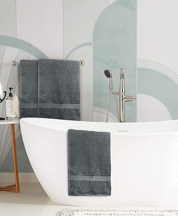 SIMPLI-MAGIC Bath Towels Ideal for Pool, Spa, and Gym Lightweight and Highly Absorbent Quick Drying Towels, Gray, 24 in x 46 in