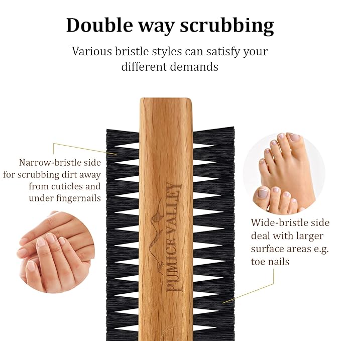 Wooden Cleaning Finger Nail Brush & Body Scrubber Set of 2 pcs
