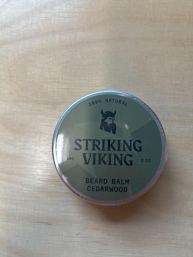 Striking Viking Beard Balm for Men – Light Hold, Cedar, 2 Oz - Leave-in Beard Conditioner with Shea Butter, Tea Tree, Argan & Jojoba Oils - Smooth, Shape, Moisturize & Soften Coarse, Dry Facial Hair