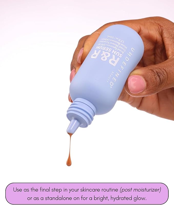 Undefined Beauty R&R Sun Serum SPF 50 Tinted Mineral Sunscreen PA++++ 3 Flex shades, infused with Niacinamide, 40 min Water Resistant, bluelight protection, 1.7oz… (Deep Tint/Warm Undertone)