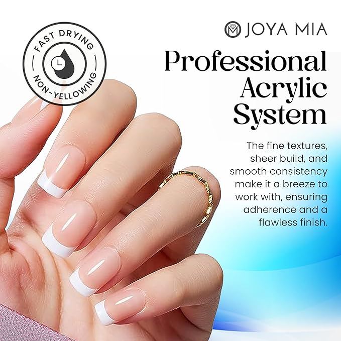 Joya Mia Acrylic Powder for Nails, MMA-Free, Super Adhesion Professional Powder for Flawless & Long-Lasting Nail Enhancements, Easy Application, Vibrant & Stunning Colors - Diamond Clear, 4 oz