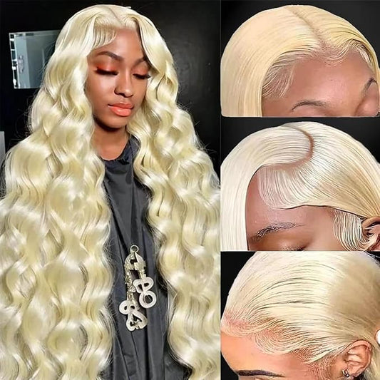 613 13x6 Lace Front Wig Human Hair Body Wave Blonde Wig Human Hair 613 HD Lace Frontal Wig Blonde Lace Front Wigs Human Hair 200% Density 20inch