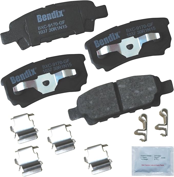 Bendix Priority1 CFC1037 Ceramic Rear Brake Pads for Select Models Chrysler 200, Cirrus, Sebring, Dodge Avenger, Caliber, Jeep Compass, Patriot, Mitsubishi Lancer, Outlander