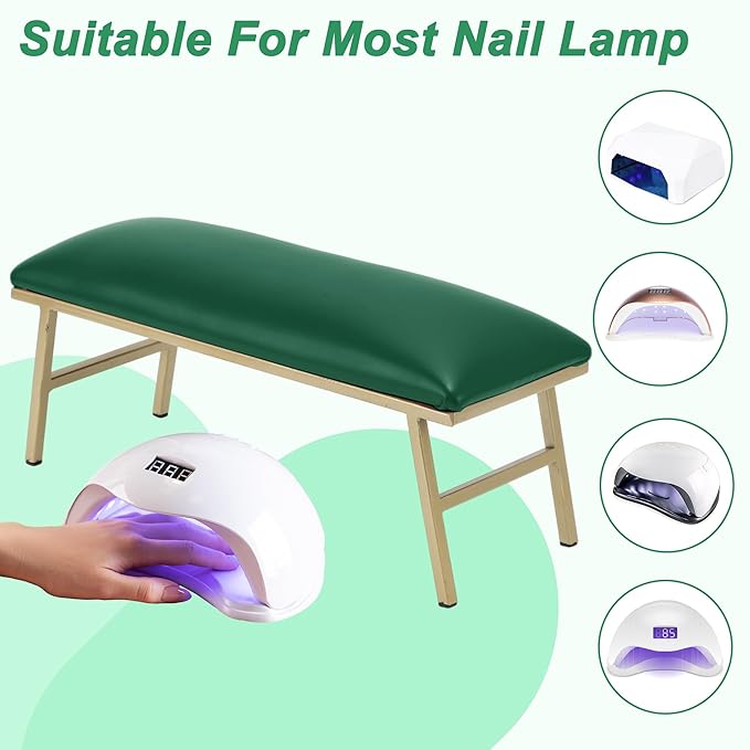 VOCOSTE 1 Set Arm Rest for Nails Tech, Non-Slip Nail Arm Rest, Manicure Hand Rest with Nail Table Mat, Hand Rest for Nails Tech, Nail Hand Rest, Green