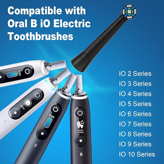 8 Pack IO Replacement Heads Compatible with Oral B IO, for Oral B IO 2/3/4/5/6/7/8/9/10 Series Electric Toothbrushes, Medium Softness for Protect Teeth and Gums, Black/White