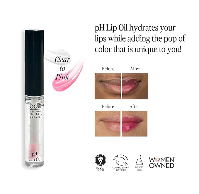 billion dollar brows pH Lip Oil Blushing Effect - Bespoke Color Changing Tint For Women - Hydrating Gloss Shine & Long Lasting Tinted Coloring without Stickiness