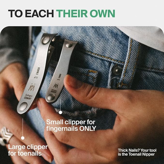 GERMANIKURE Professional Nail Clipper - FINOX Surgical Stainless Steel Manicure and Pedicure Tools in Leather Case- Ethically Made in Solingen Germany - Travel Size Nail Care