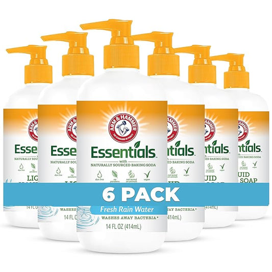 Arm & Hammer 6 Pack Liquid Hand Soap for Skin Cleaning - Cleanser for Kitchen & Bathroom with Fresh Rain Water Scent - Natural Hand Soap Cleanses, Softens 14 FL Oz (414ml)