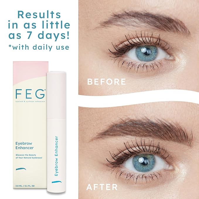FEG Eyebrow Enhancer Growth Serum for Thicker Brows | Natural Brow Enhancing Serum for Growing and Thickening Eyebrows | Stimulates Natural Growth | 2-Pack of 3ml Tubes