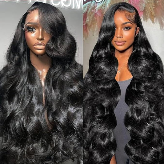 AIRDOT 34 Inch Body Wave Lace Front Wigs Human Hair Pre Plucked 200% Density Frontal Wigs Human Hair Wigs for Women 13x4 HD Lace Front Wigs Human Hair Natural Hairline with Baby Hair